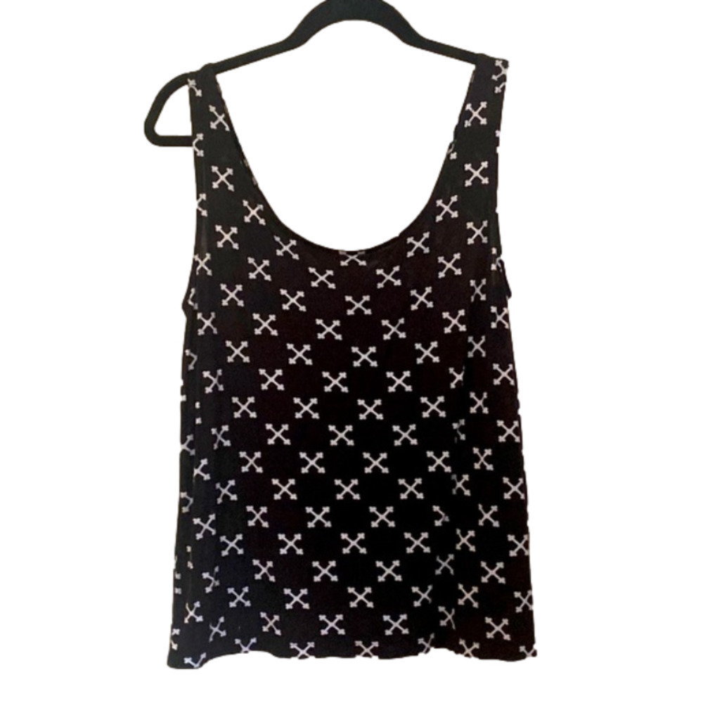 Modern Graphic Design Black White Tank Top Size Medium